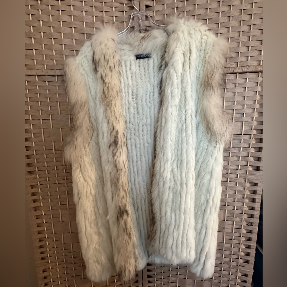 Off white Rabbit and Racion BOHO CHIC 2XL Long Vest